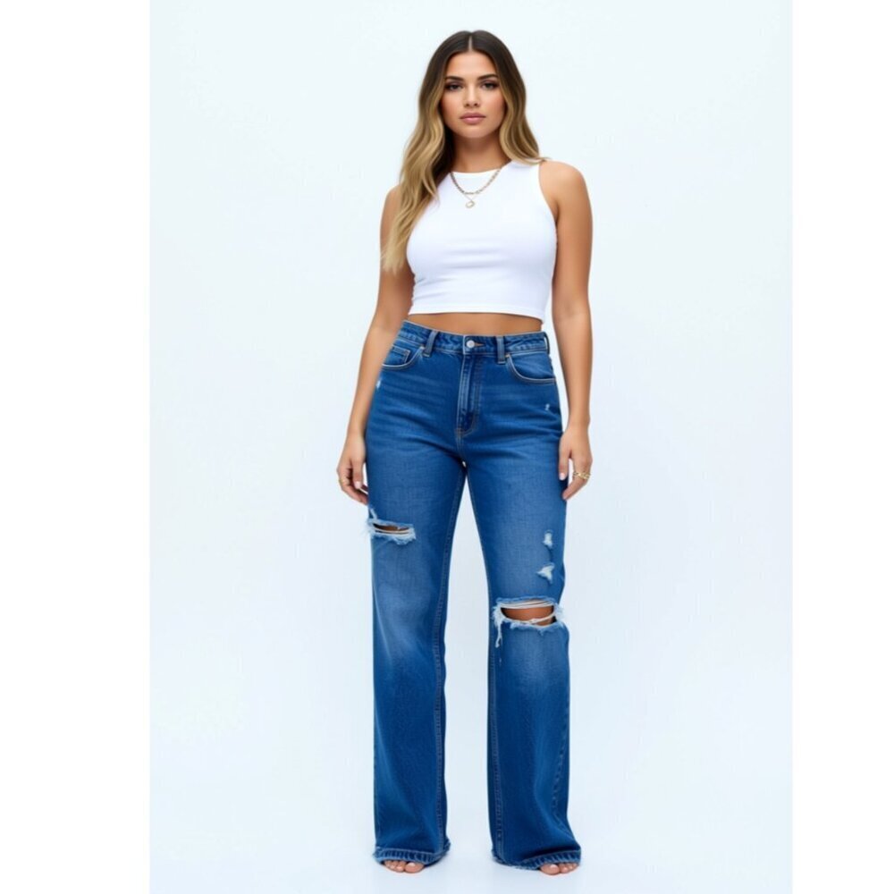 Abercrombie Fitch The 90s Straight Curve Love Jeans Medium Wash (WJJ017)